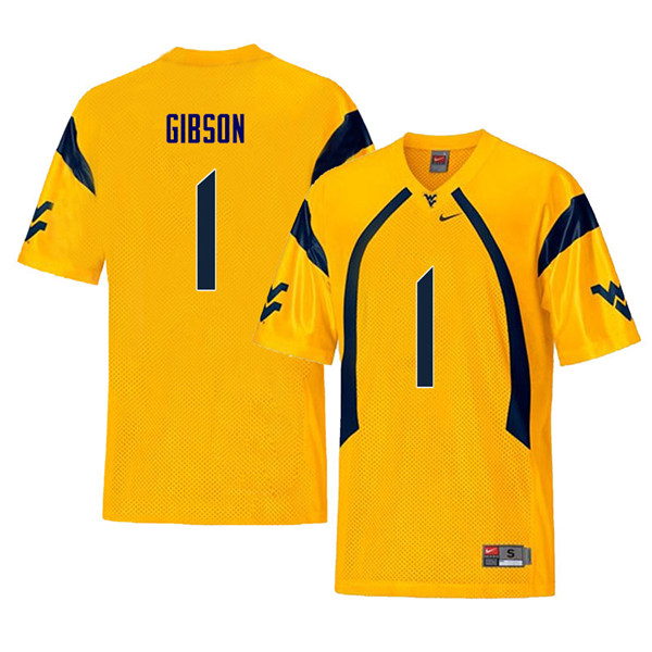 Men #1 Shelton Gibson West Virginia Mountaineers Retro College Football Jerseys Sale-Yellow